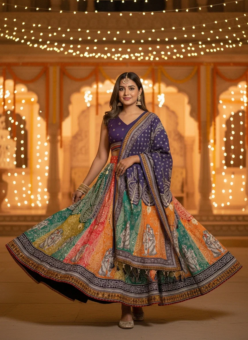 James Radhe Krishna Poly Cotton Rayon Lehenga Choli Collection