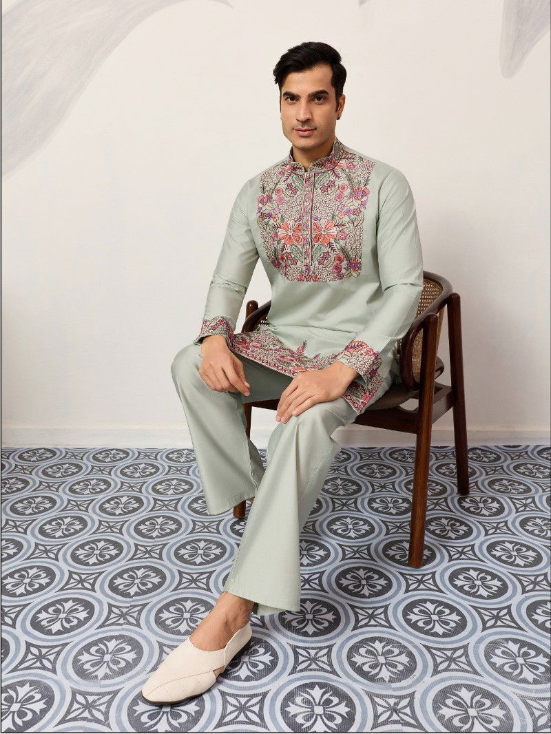 Shubhvastra Nawabi Kurta Pant Viscose Silk Festival Wear Collection