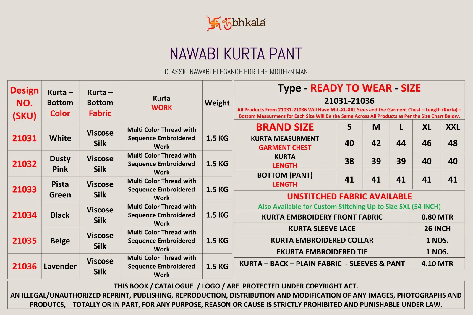 Shubhvastra Nawabi Kurta Pant Viscose Silk Festival Wear Collection