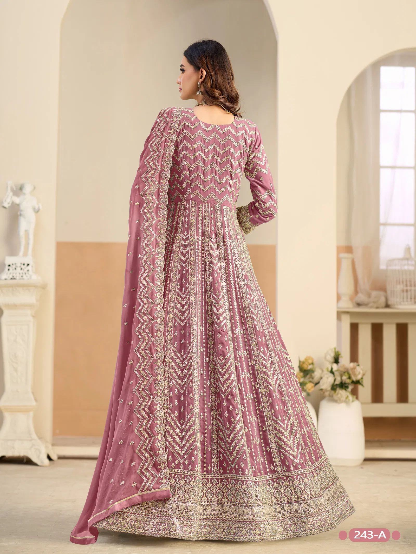 Aanaya Vol 243 Faux Georgette With Work Designer Gown And Dupatta Collection