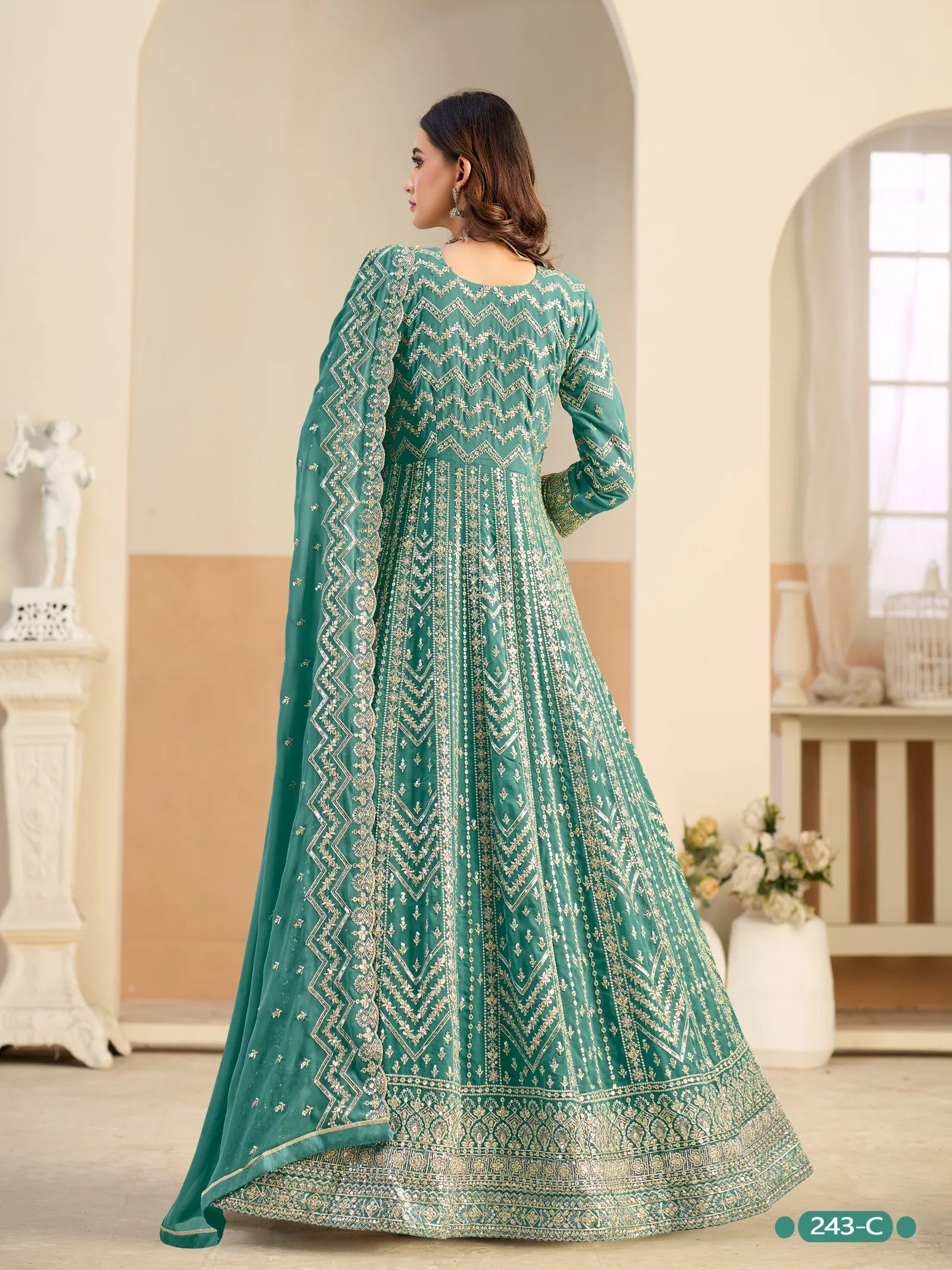 Aanaya Vol 243 Faux Georgette With Work Designer Gown And Dupatta Collection