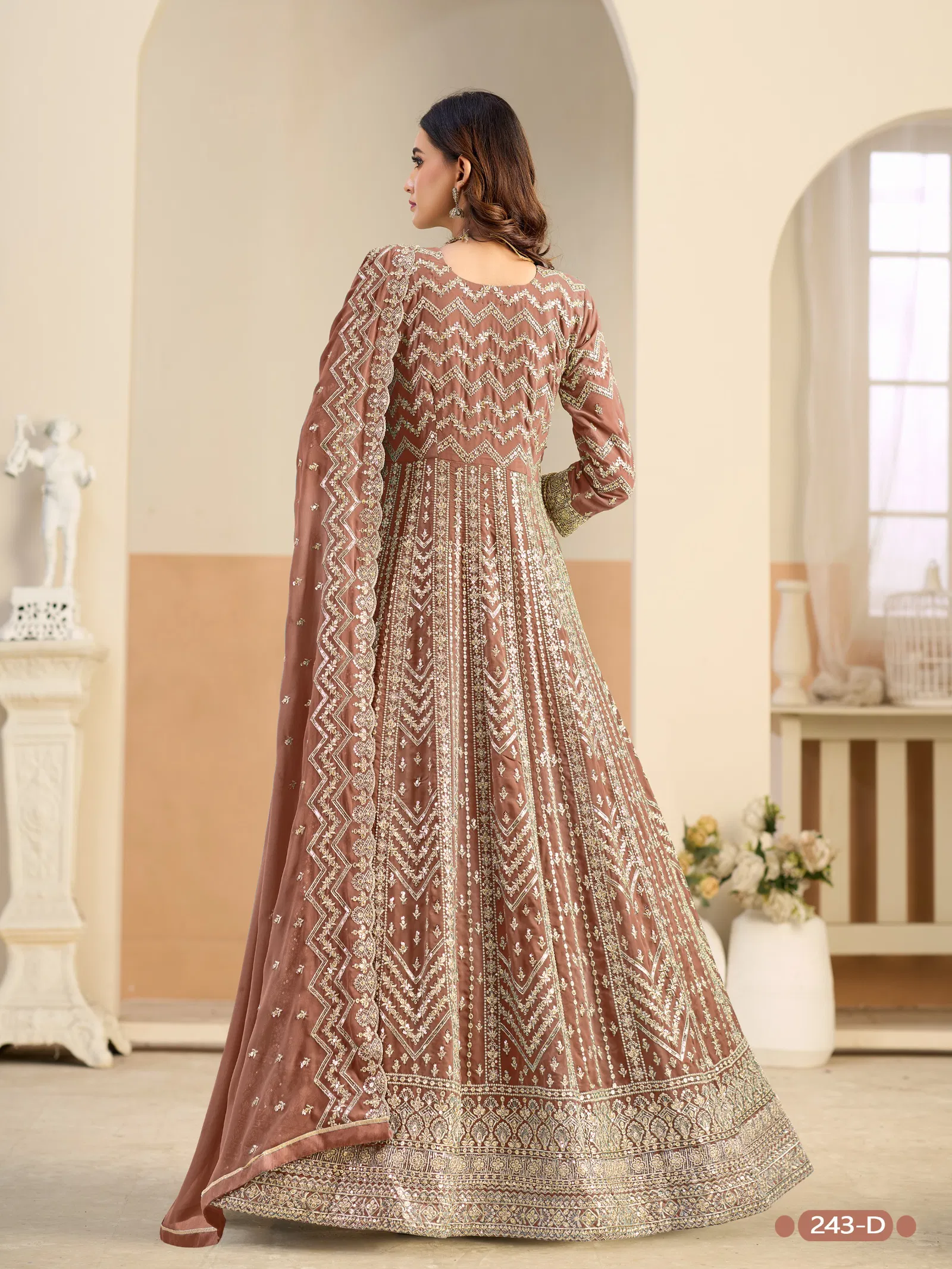 Aanaya Vol 243 Faux Georgette With Work Designer Gown And Dupatta Collection