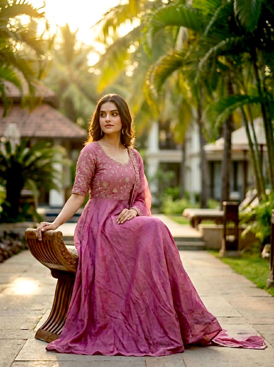 Lekha KL 5038 Vichitra Embroidery Gown With Dupatta