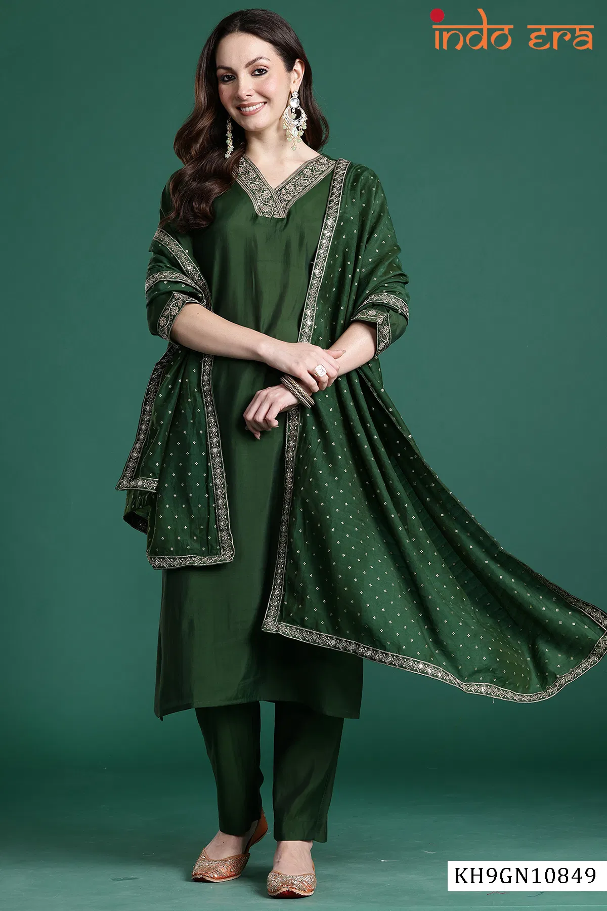 Indo Era 2616 Silk Blend Motifs Embroidered Kurta With Bottom Dupatta