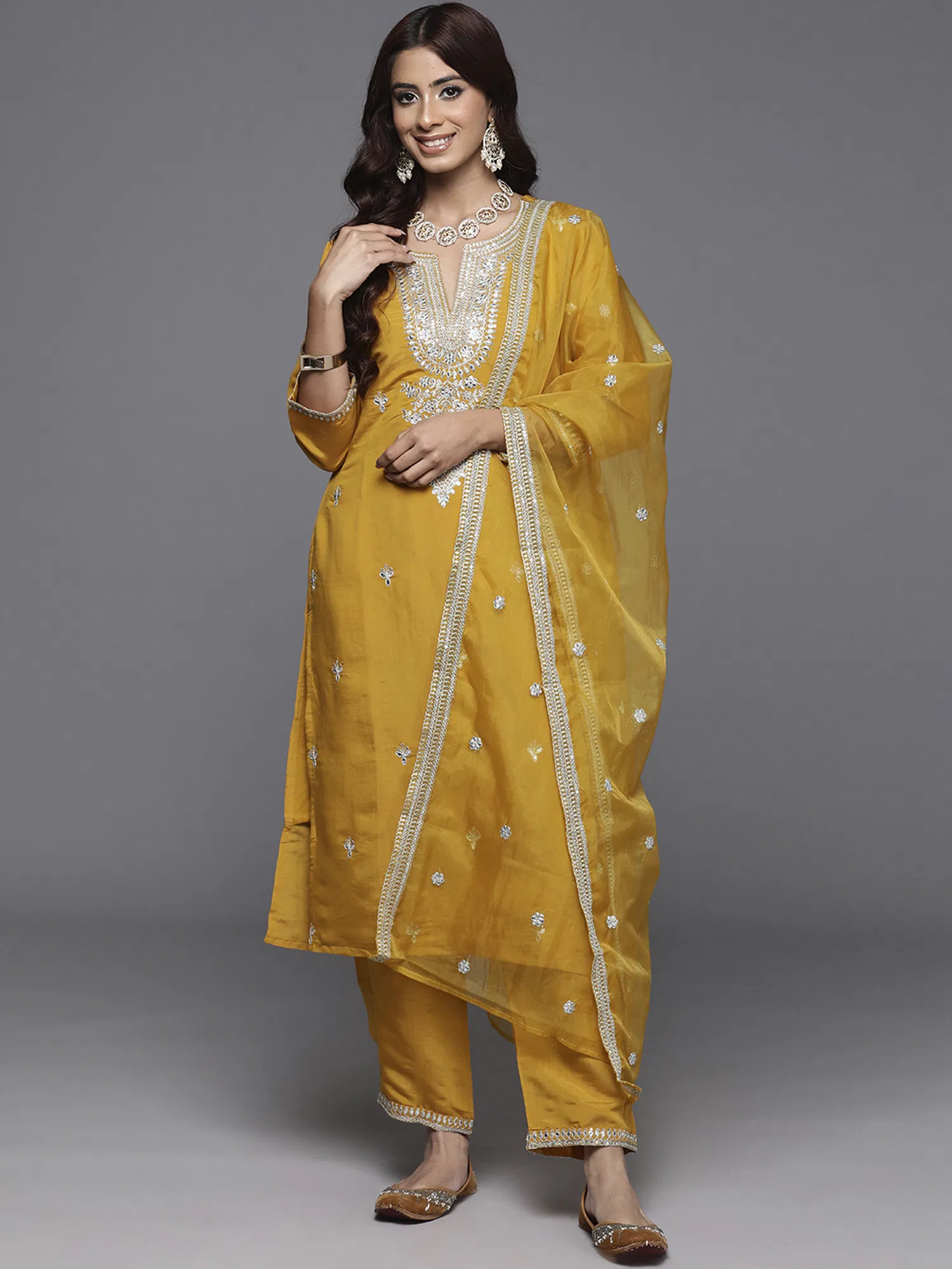 Indo Era 2613 Silk Blend Motifs Embroidered Kurta With Bottom Dupatta Set