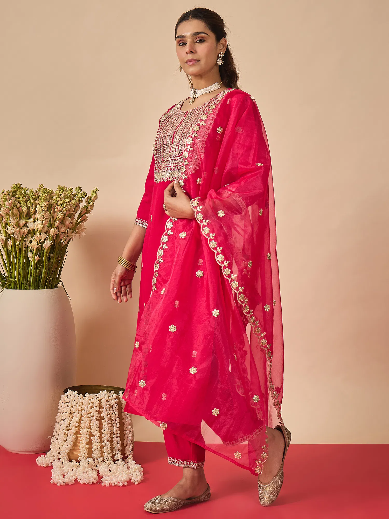 Indo Era 2613 Silk Blend Motifs Embroidered Kurta With Bottom Dupatta Set
