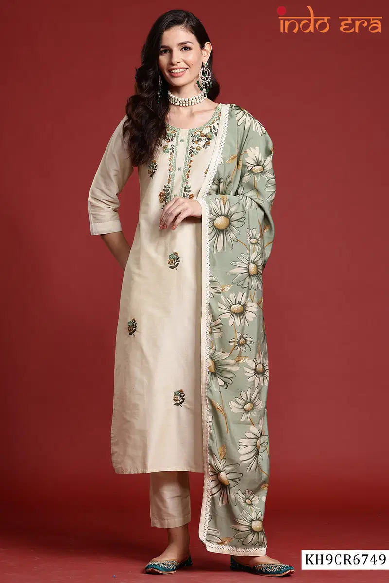Indo Era 2612 Silk Blend Floral Embroidered Kurta Set Collection