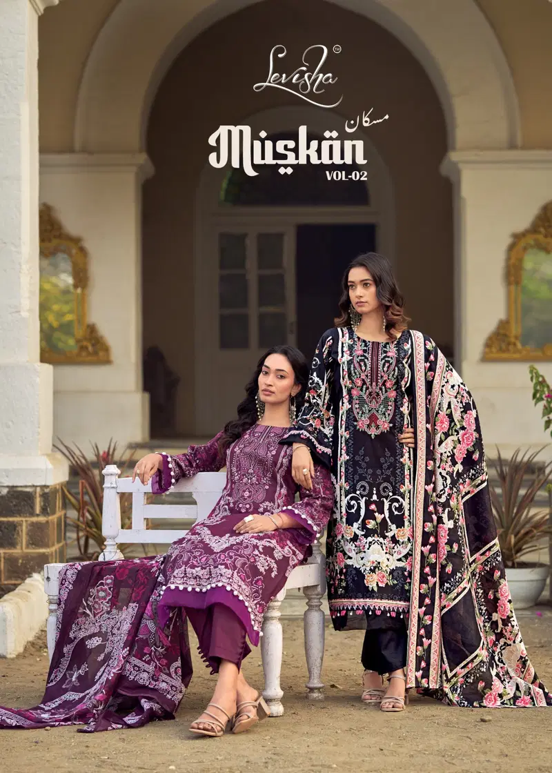 Levisha Muskan Vol 2 Cambric Cotton Print Embroidery Work Dress Material