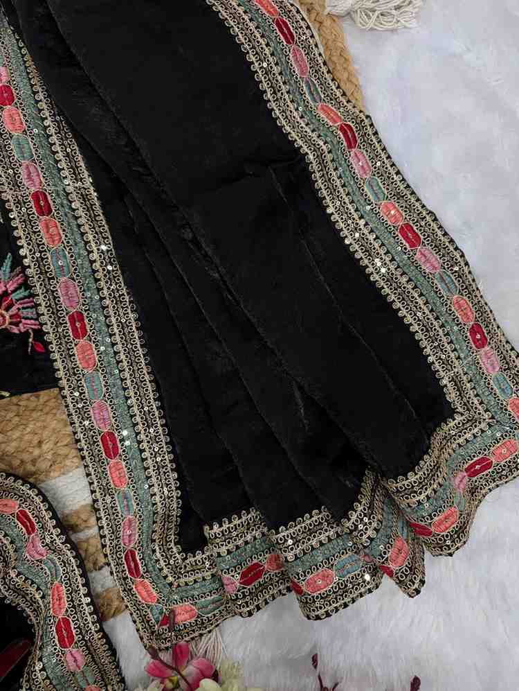 Kc 2093 Space Silk Multi Thread Sequence Embroidery Designer Saree Collection