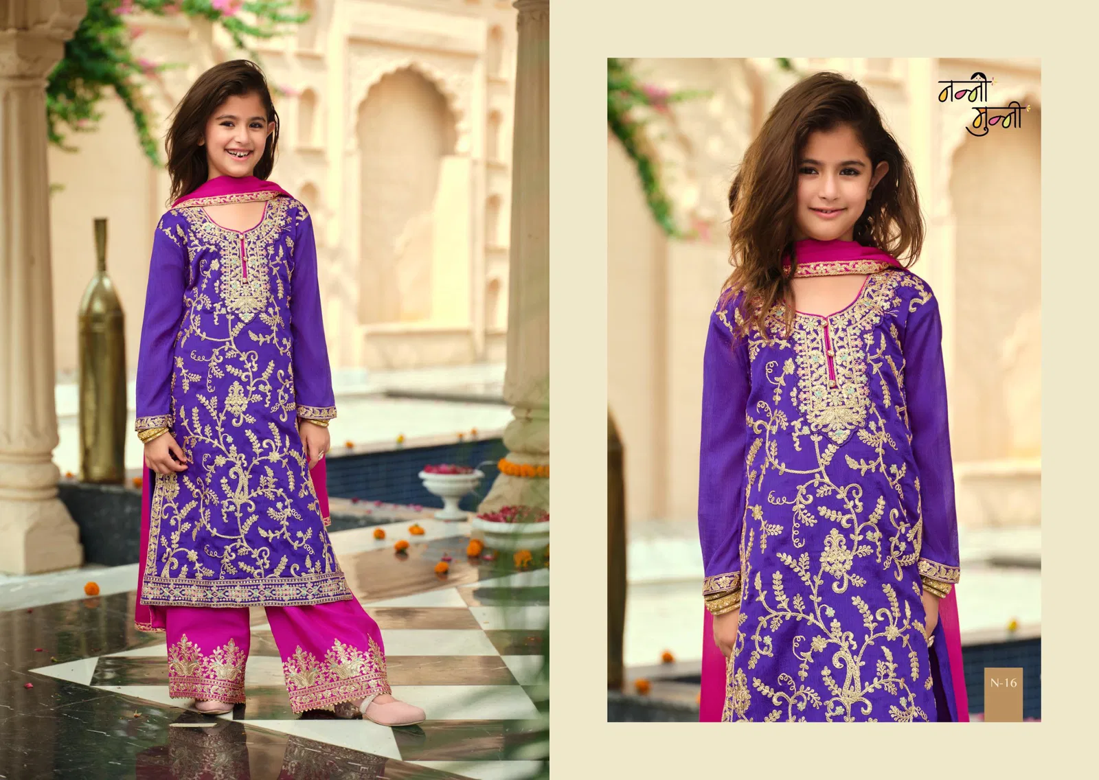 Nanni Munni Crimson Chinon With Embroidery Work Top Plazzo And Dupatta
