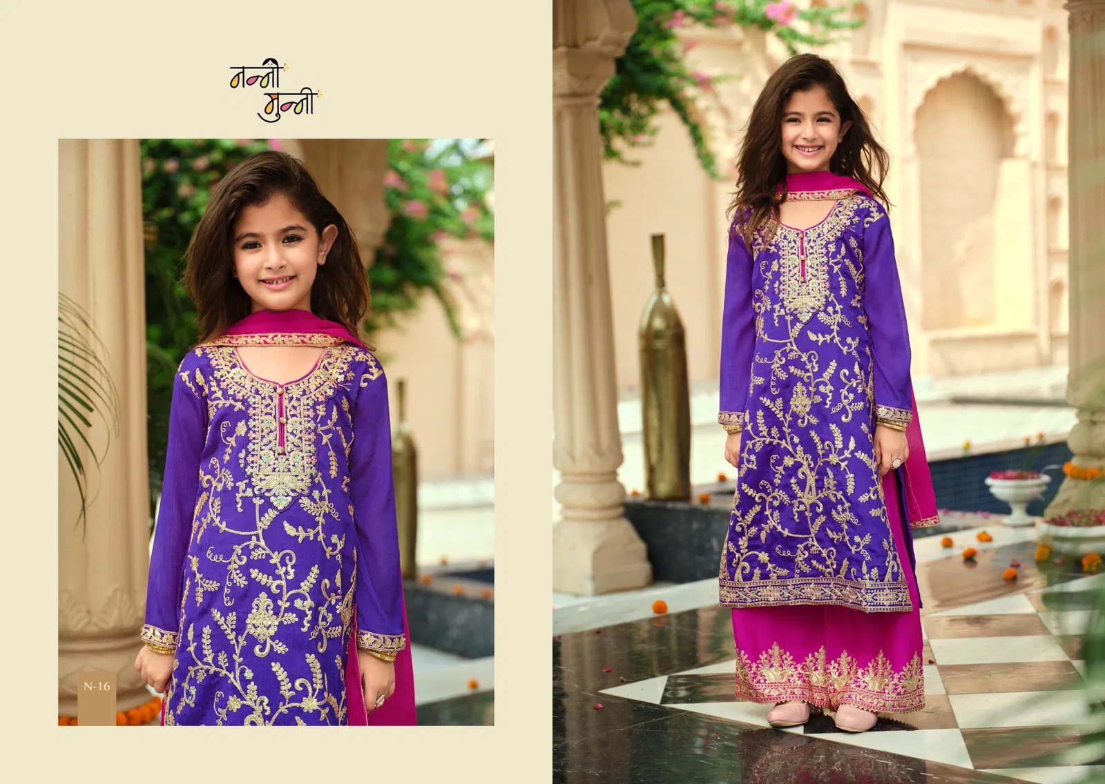 Nanni Munni Crimson Chinon With Embroidery Work Top Plazzo And Dupatta