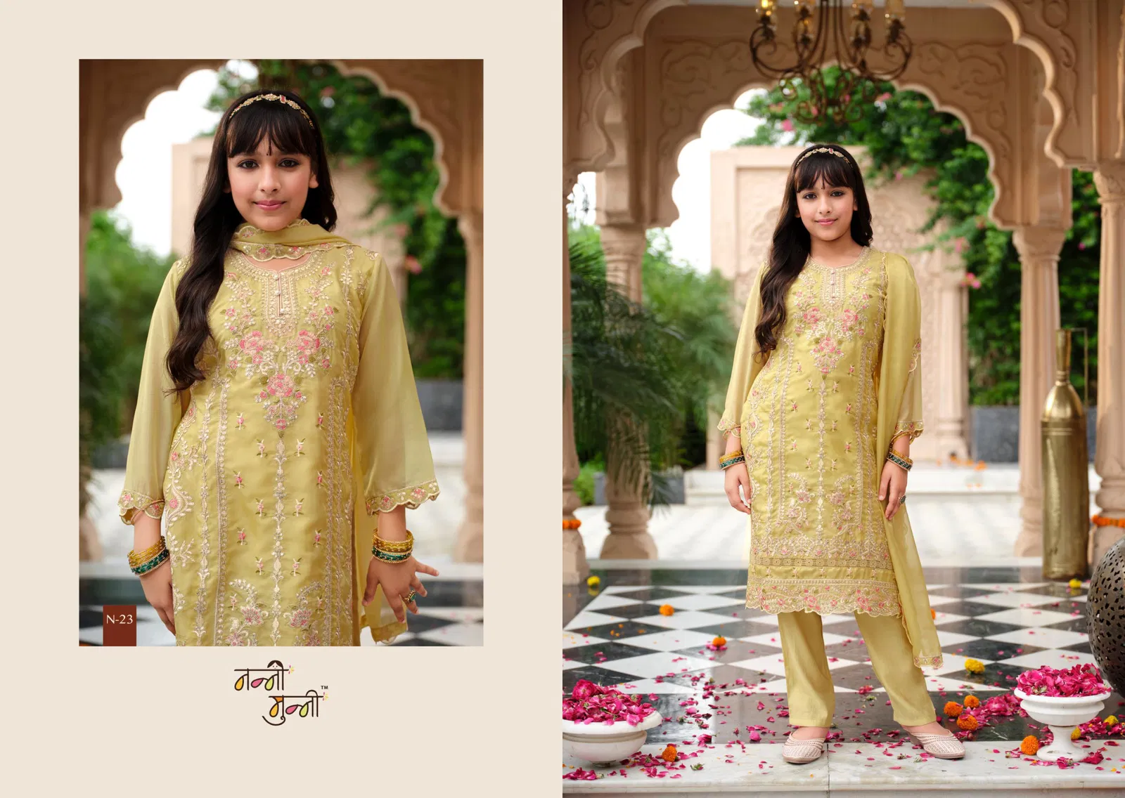 Nanni Munni Dazzle Organza With Embroidery Work Top Pant And Dupatta