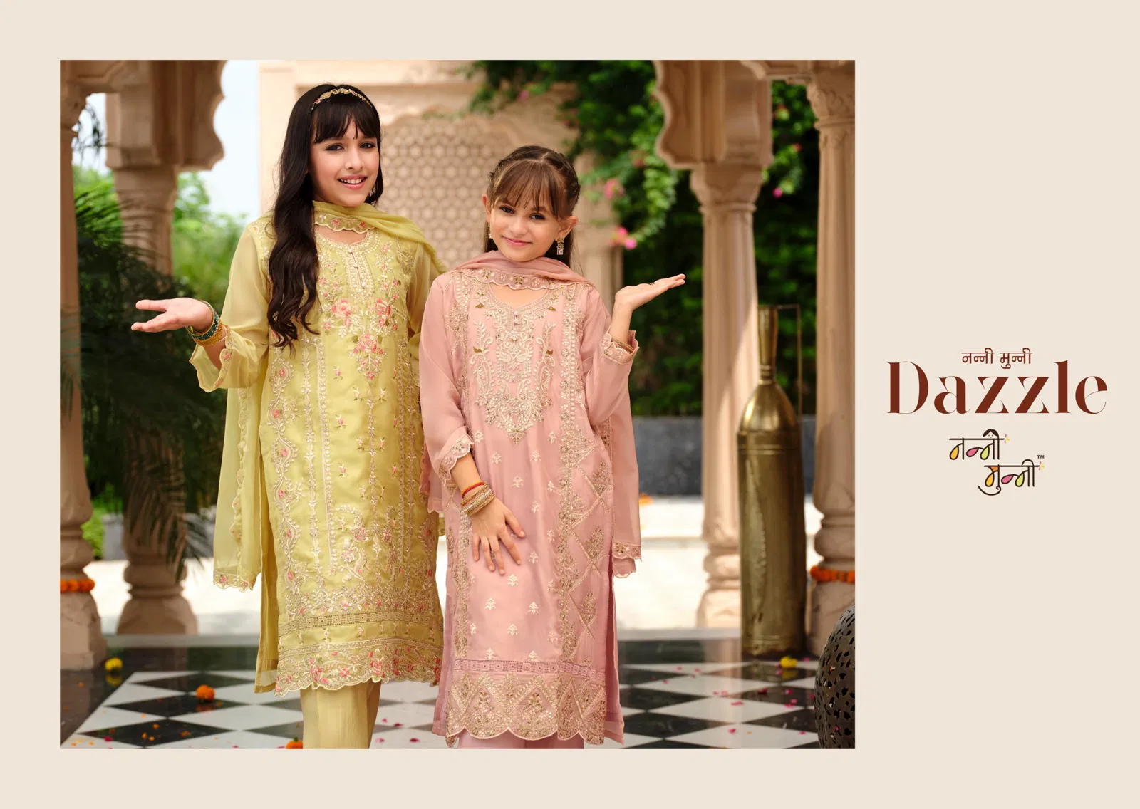 Nanni Munni Dazzle Organza With Embroidery Work Top Pant And Dupatta
