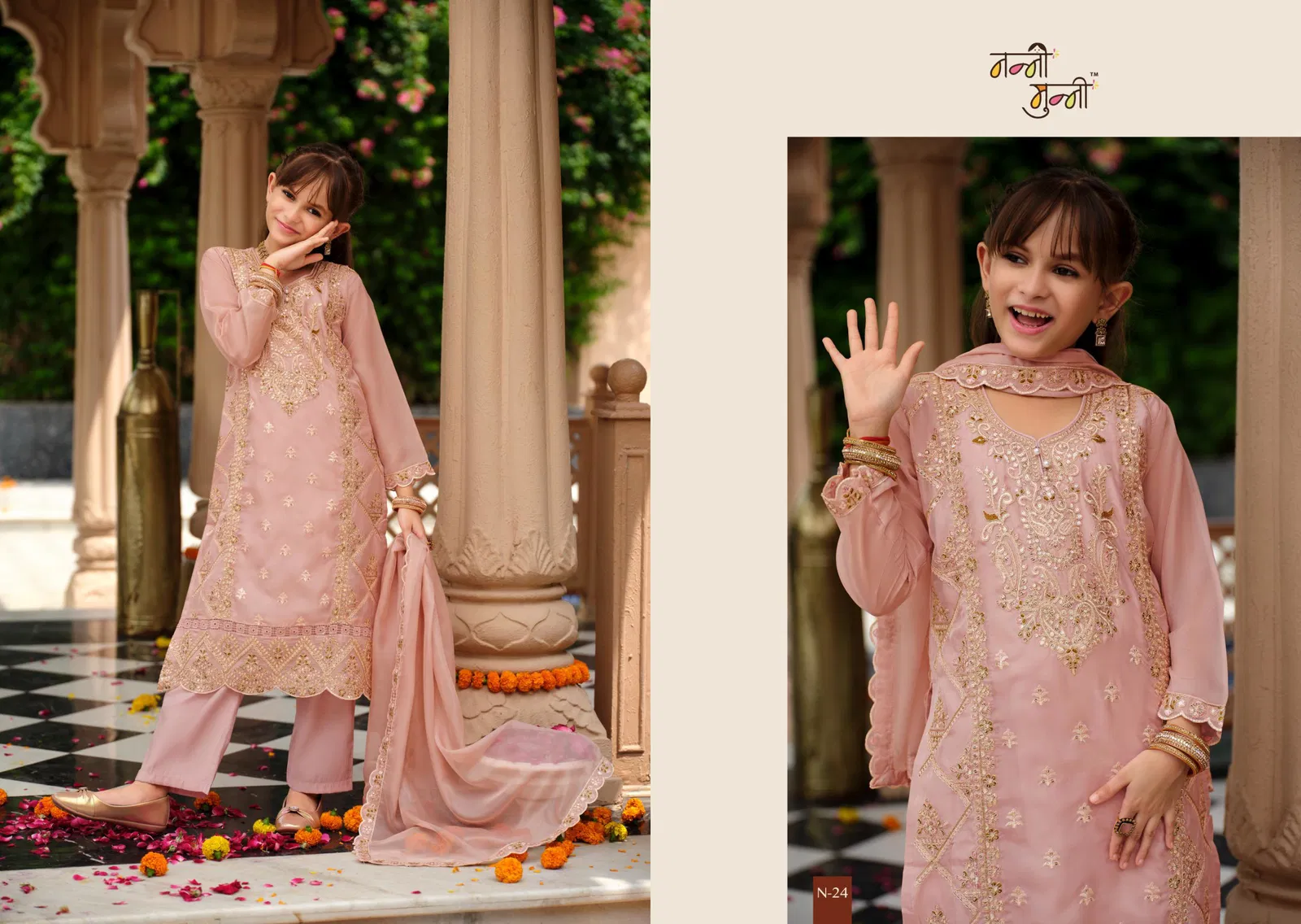 Nanni Munni Dazzle Organza With Embroidery Work Top Pant And Dupatta