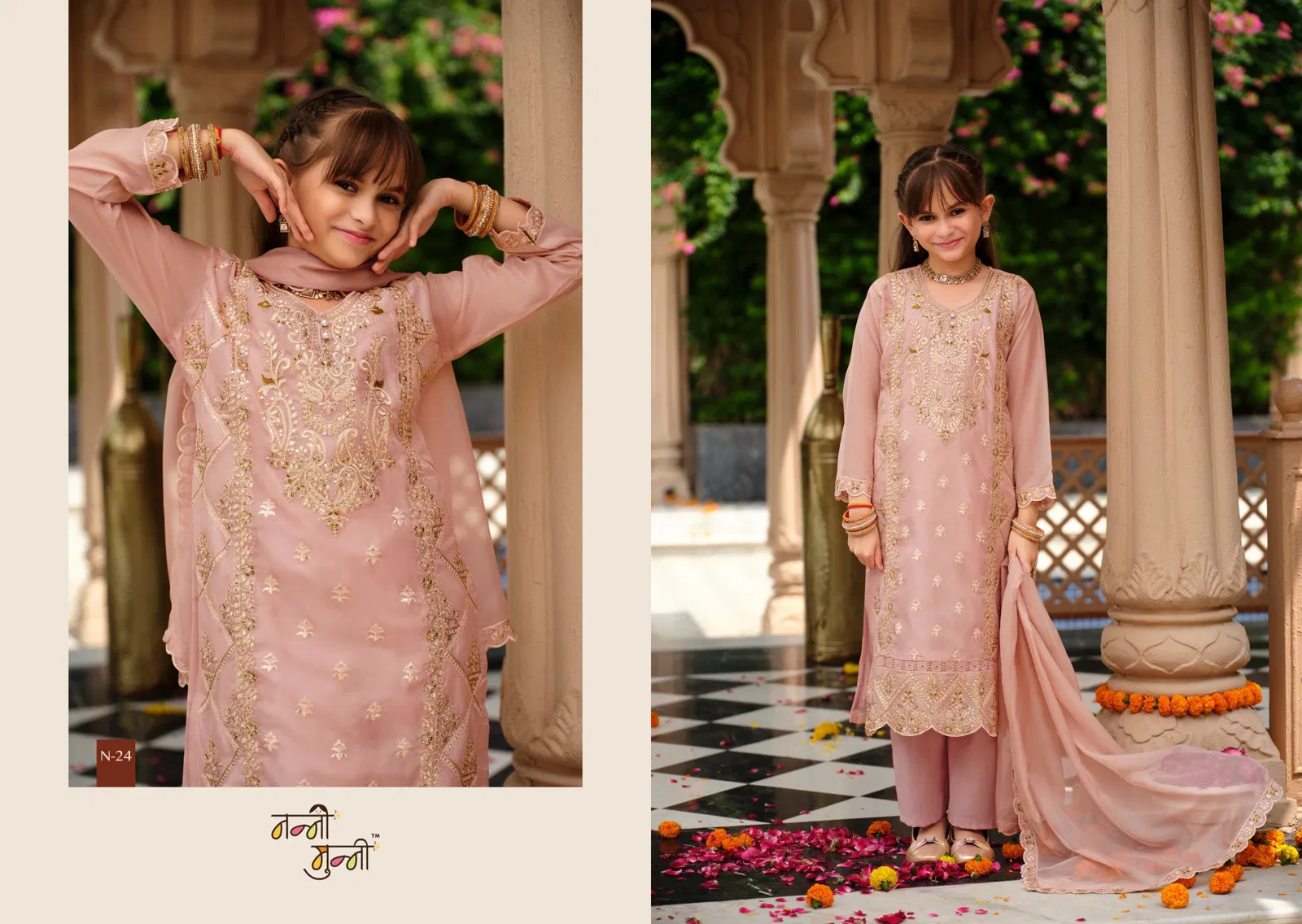 Nanni Munni Dazzle Organza With Embroidery Work Top Pant And Dupatta