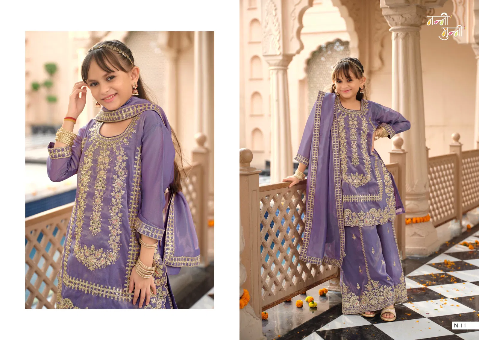 Nanni Munni Krohi Simar With Embroidery Designer Top Plazzo And Dupatta