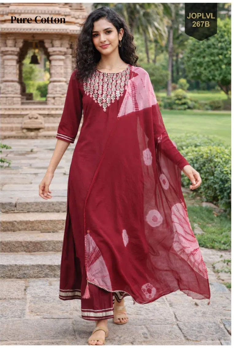 Trendy Navya Cambric Cotton Printed With Work Top Bottom And Dupatta
