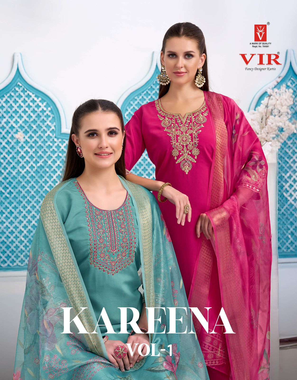 Vir Kareena Vol 1 Roman Embroidery Work Straight Top With Bottom And Dupatta
