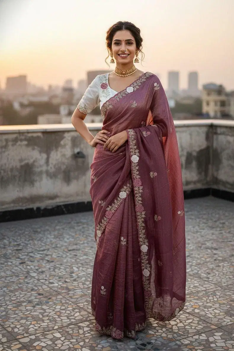 Vt 811 T Gold Crush Embroidery With Multi Threaded Designer Saree Collection
