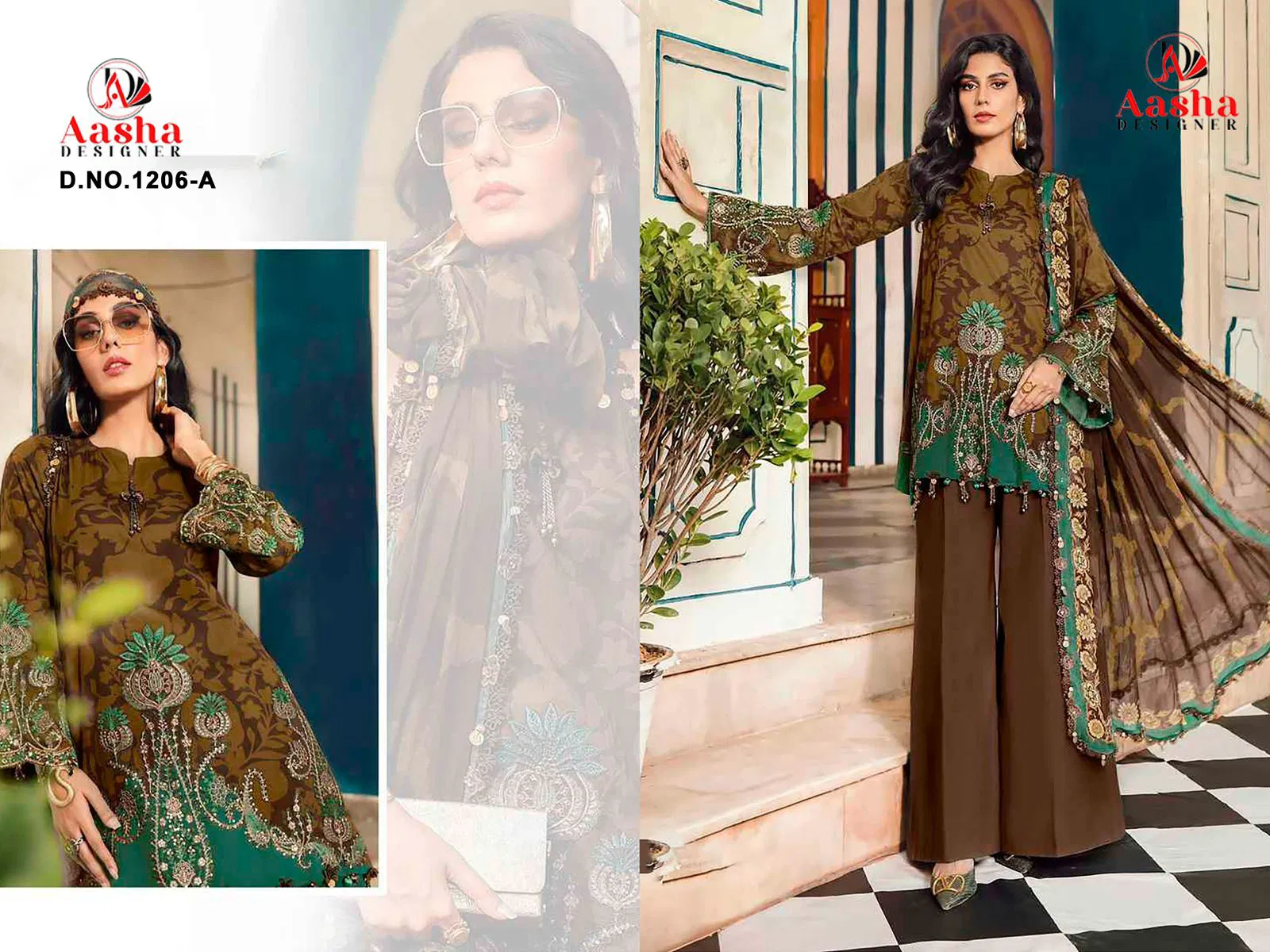 Aasha 1206 A And B Cotton Dupatta Cotton Print Pakistani Salwar Kameez