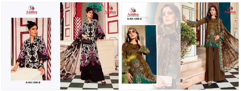 Aasha 1206 A And B Cotton Dupatta Cotton Print Pakistani Salwar Kameez