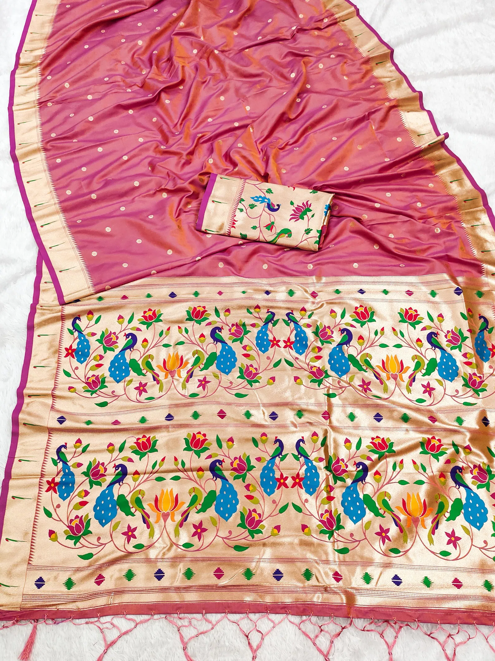 Mb 1180 Paithani Silk Golden Zari Embellished Saree Collection