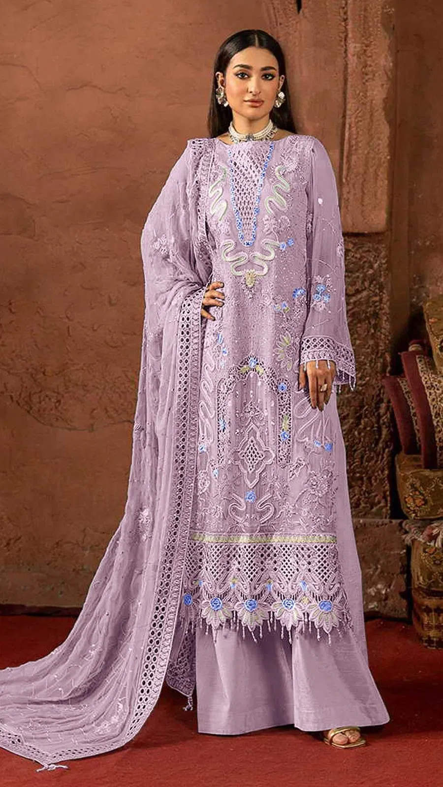 Bilqis B 262 A To D Readymade Chiffon Embroidered Pakistani Salwar Kameez