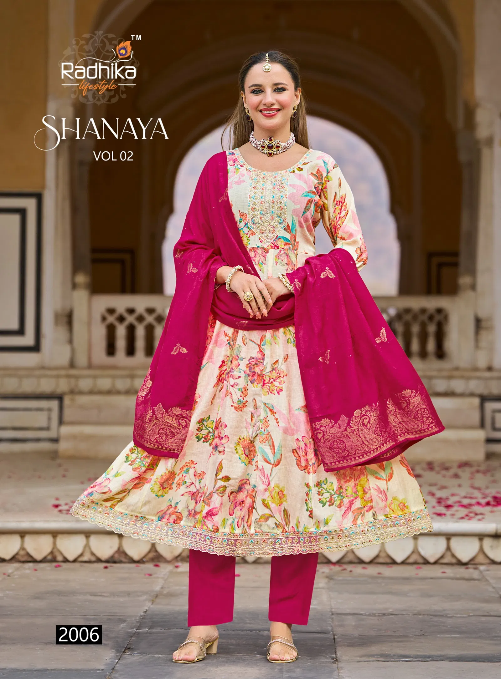 Radhika Shanaya Vol 2 Milano Print With Work Kurti Pant And Dupatta