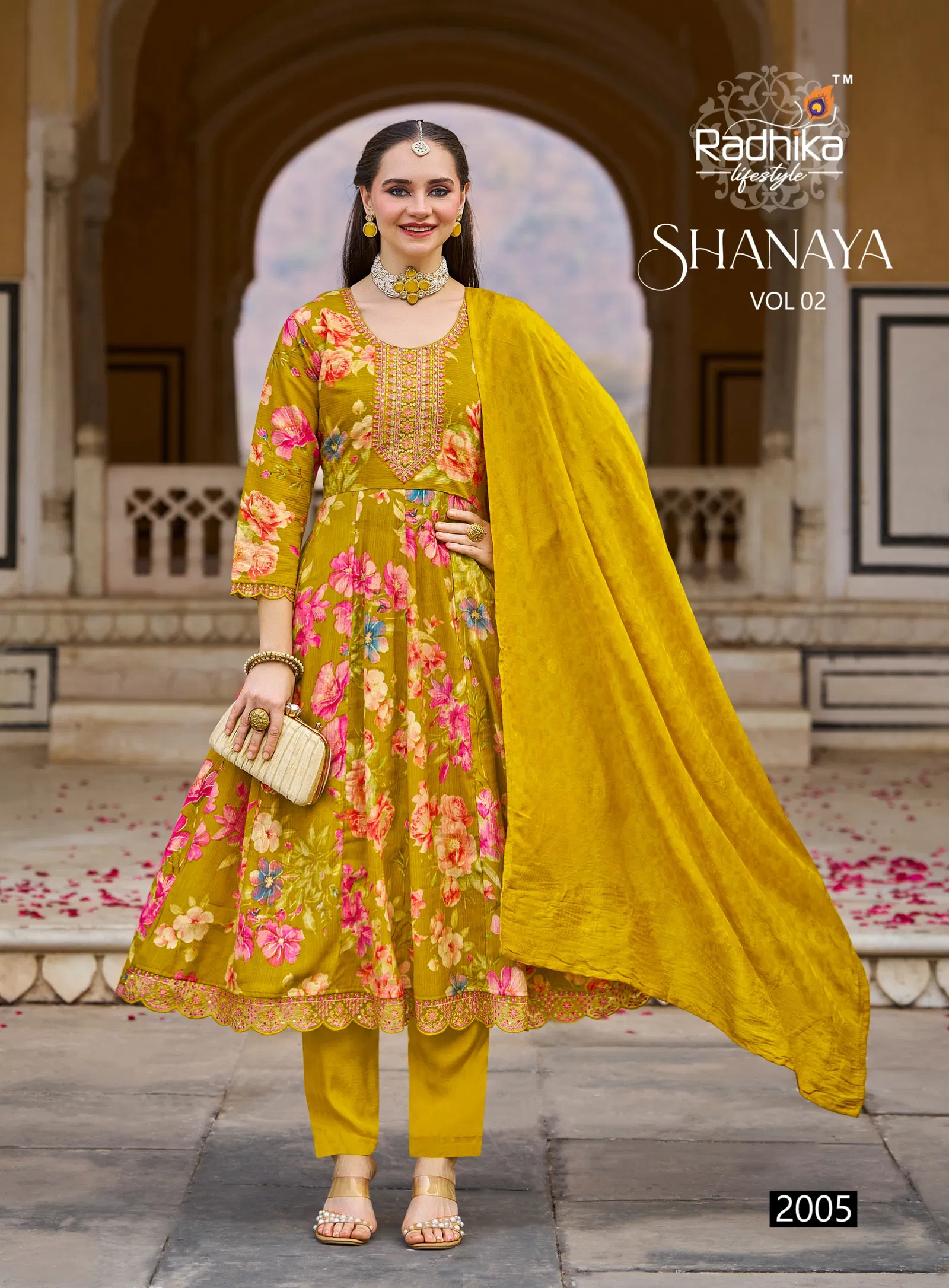 Radhika Shanaya Vol 2 Milano Print With Work Kurti Pant And Dupatta