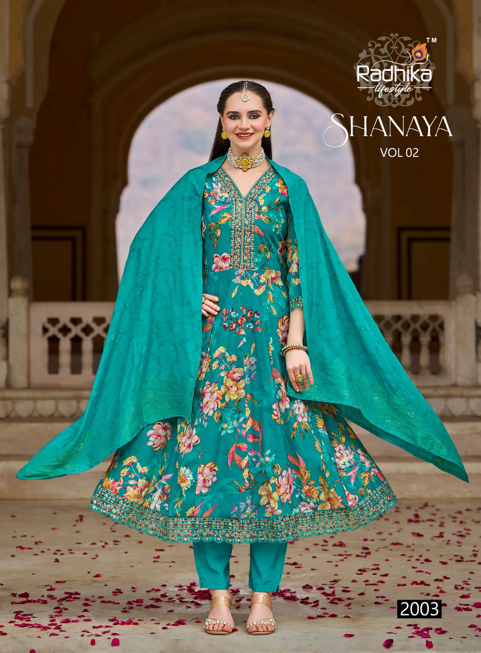 Radhika Shanaya Vol 2 Milano Print With Work Kurti Pant And Dupatta