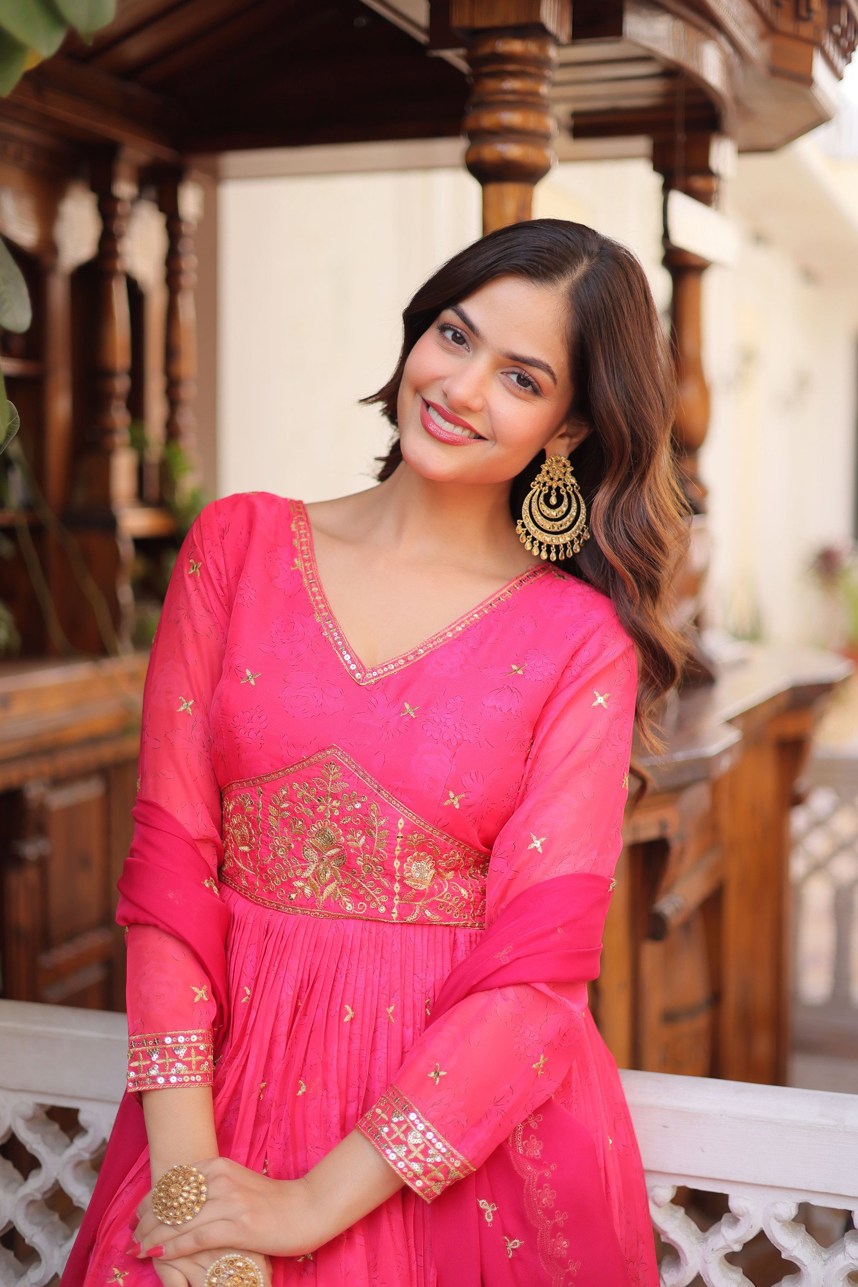 Lekha KA 1235 Russian Silk Embroidery Zari Sequins Work Gown With Dupatta