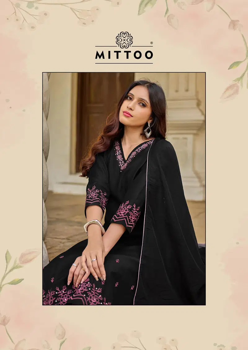 Mittoo Roopkala Viscose Thread Work Kurti Pant And Dupatta Collection
