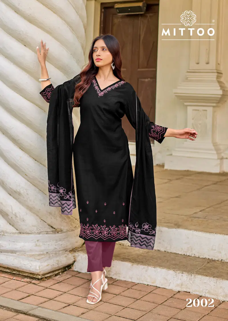 Mittoo Roopkala Viscose Thread Work Kurti Pant And Dupatta Collection