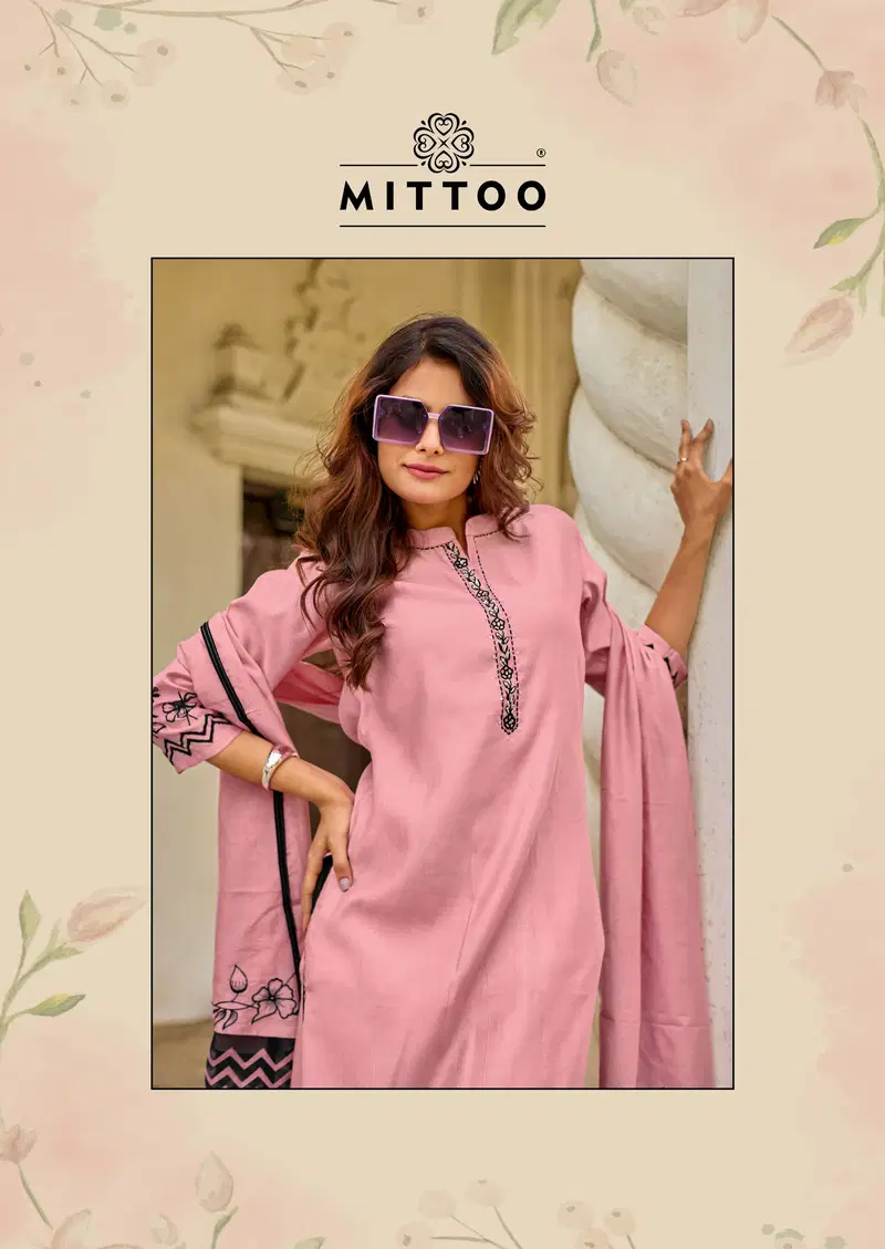 Mittoo Roopkala Viscose Thread Work Kurti Pant And Dupatta Collection