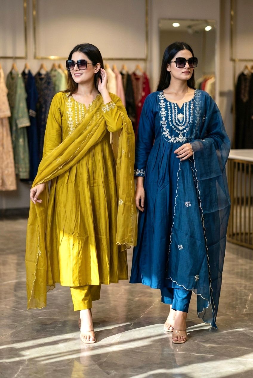 Lekha KL 658 Chanderi Silk Embroidery Kurti Bottom With Dupatta