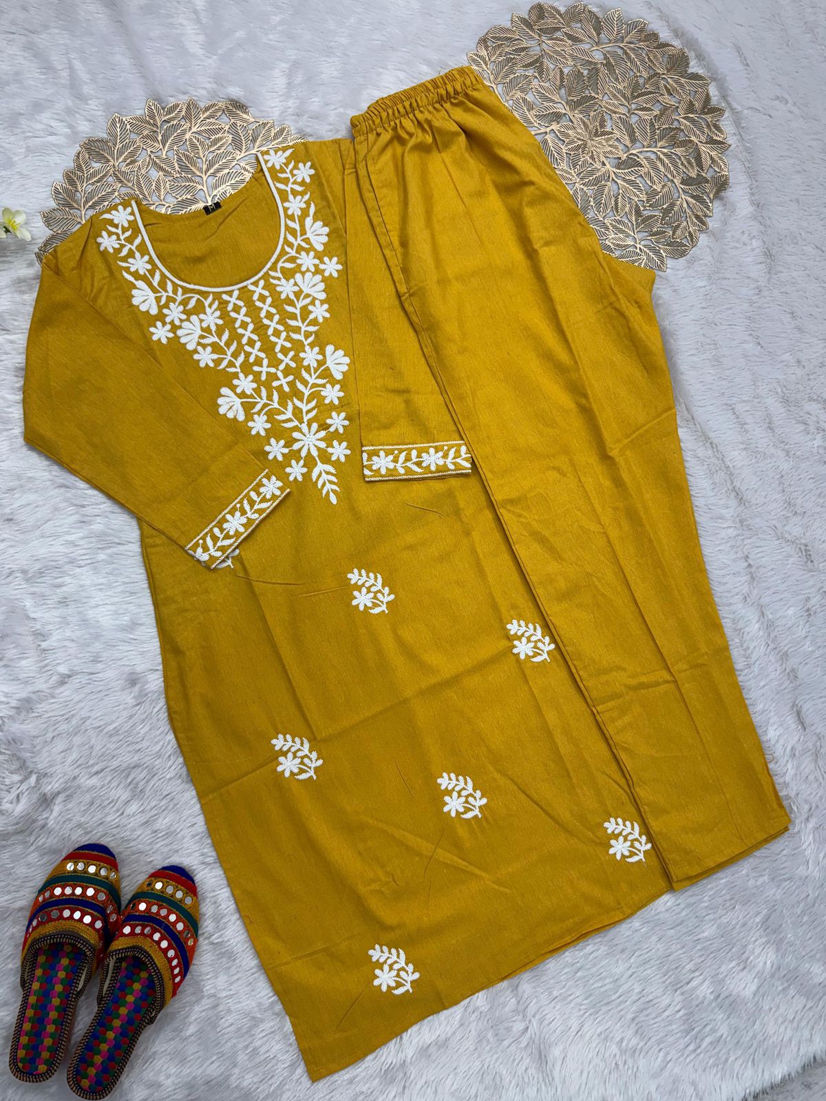 NCO 43 Khadi Cotton Embroidery Kurti With Pant
