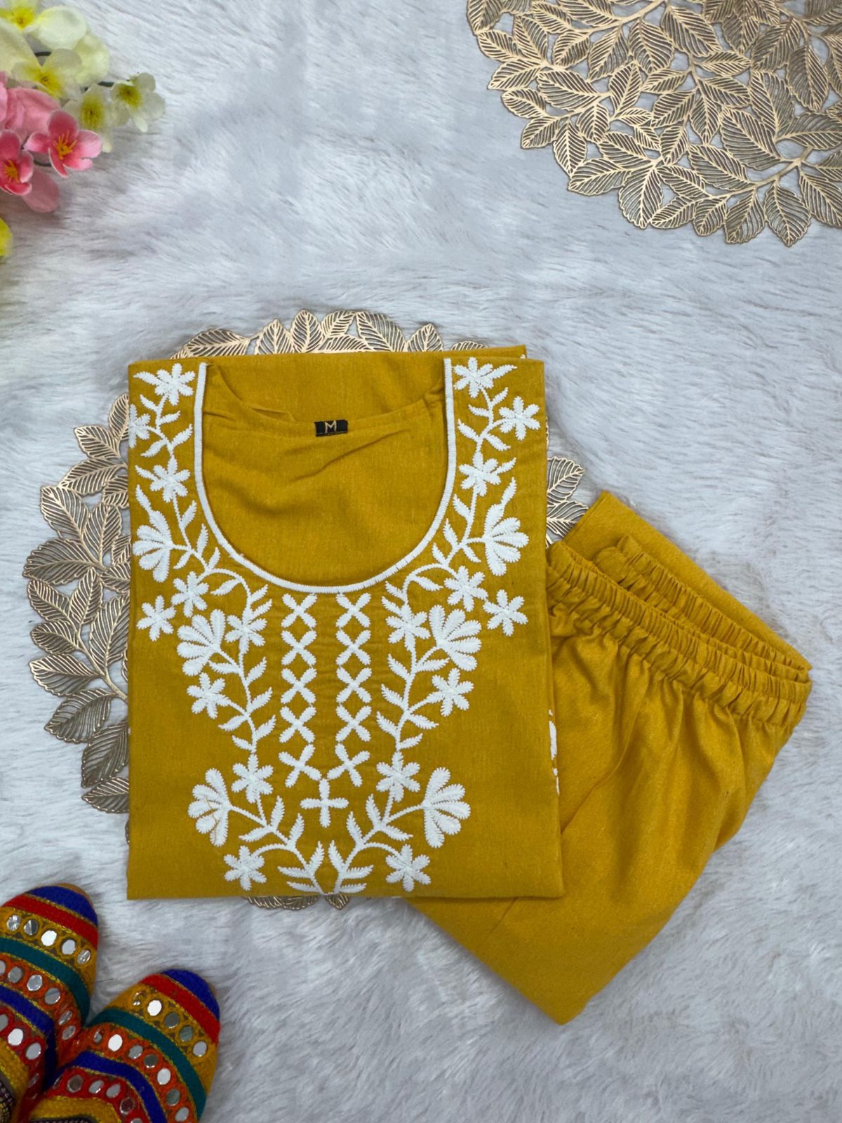 NCO 43 Khadi Cotton Embroidery Kurti With Pant