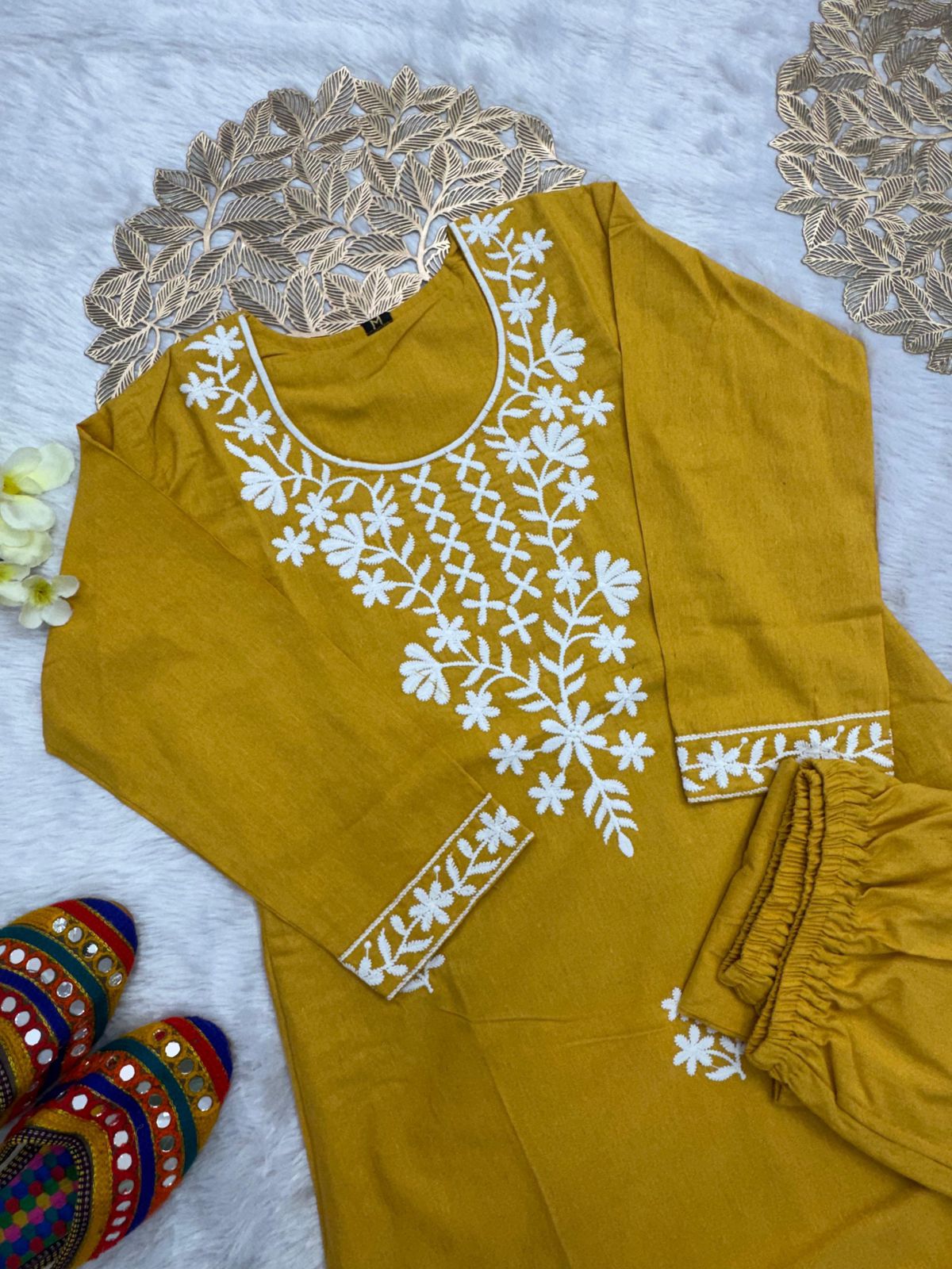 NCO 43 Khadi Cotton Embroidery Kurti With Pant