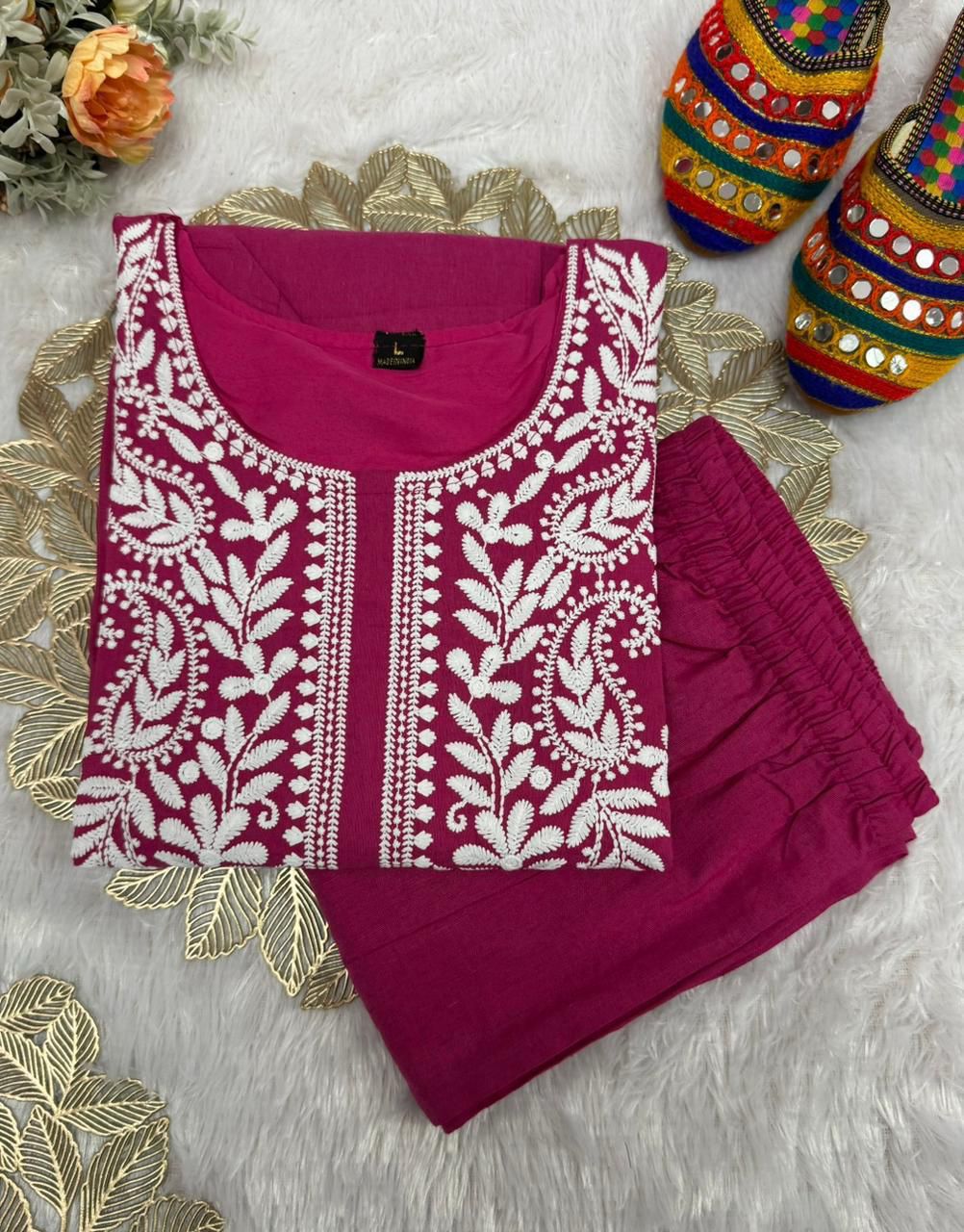 NCO 43 Khadi Cotton Embroidery Kurti With Pant