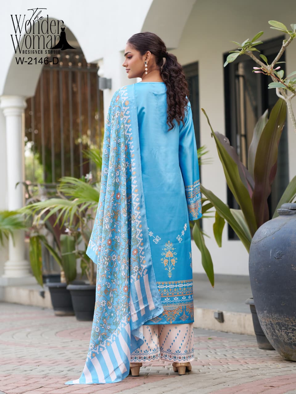 Wonder Women 2146 C and D Imported Satin Kurti Bottom With Dupatta