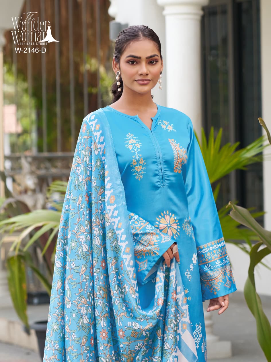Wonder Women 2146 C and D Imported Satin Kurti Bottom With Dupatta