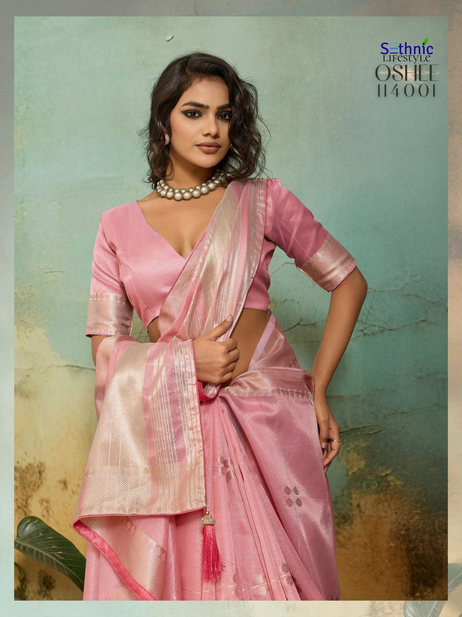 Sethnic Oshee Vibe Tissue Linen Zari Woven Festival Wear Saree Collection