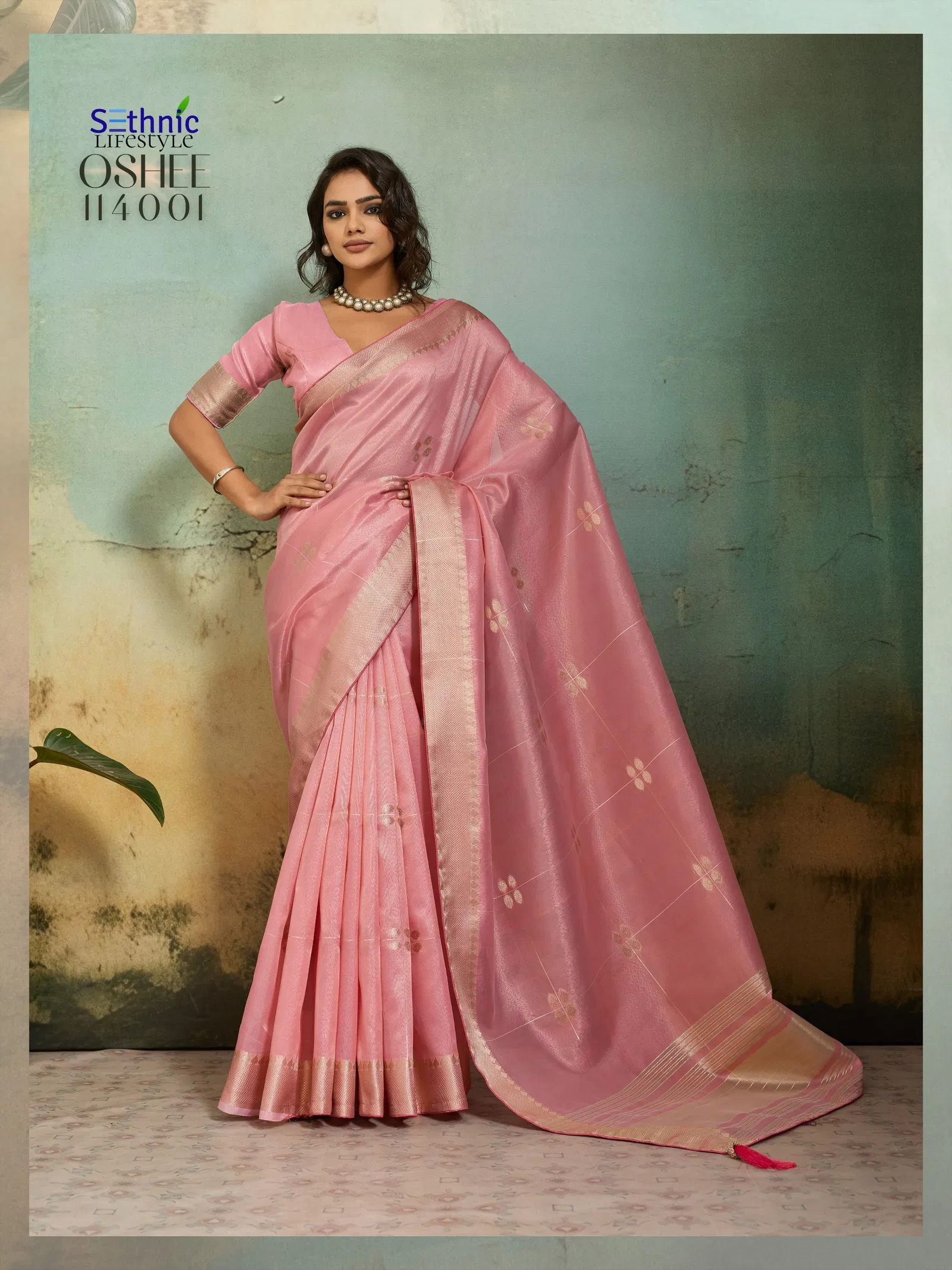 Sethnic Oshee Vibe Tissue Linen Zari Woven Festival Wear Saree Collection
