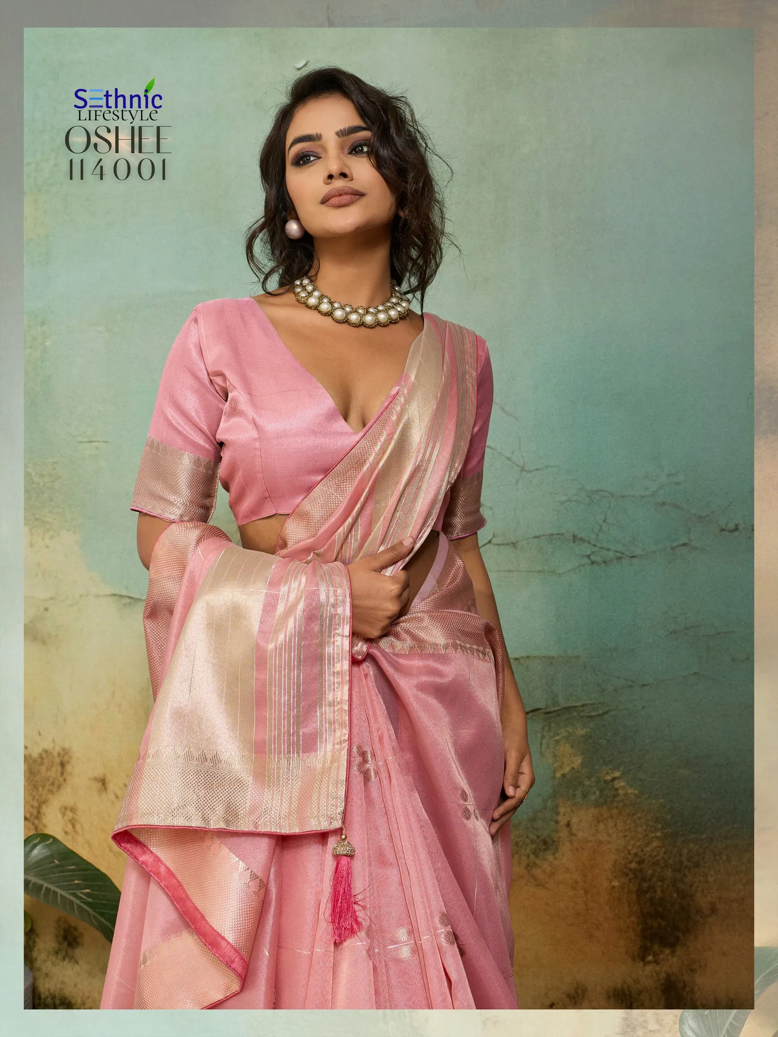 Sethnic Oshee Vibe Tissue Linen Zari Woven Festival Wear Saree Collection