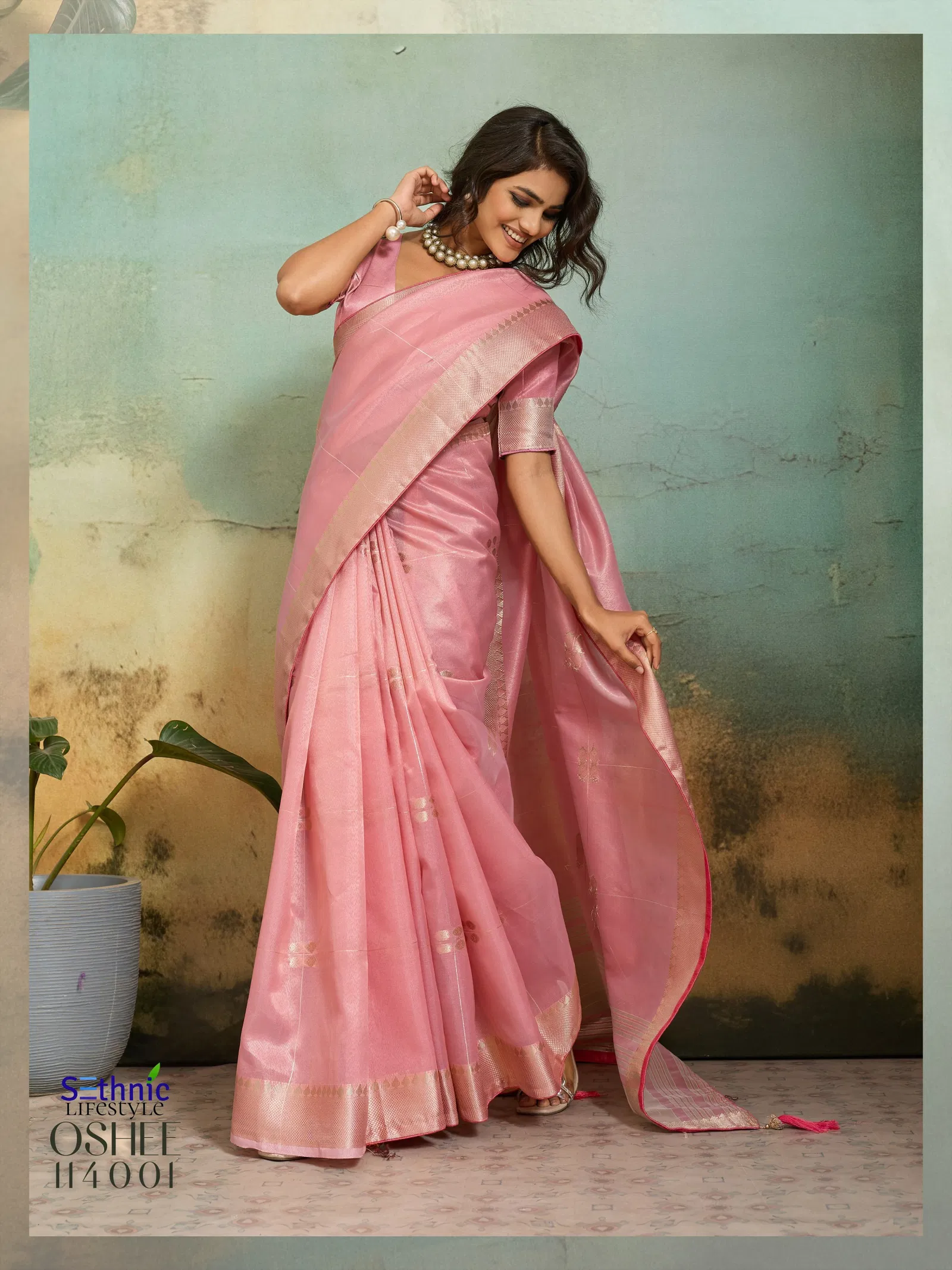 Sethnic Oshee Vibe Tissue Linen Zari Woven Festival Wear Saree Collection