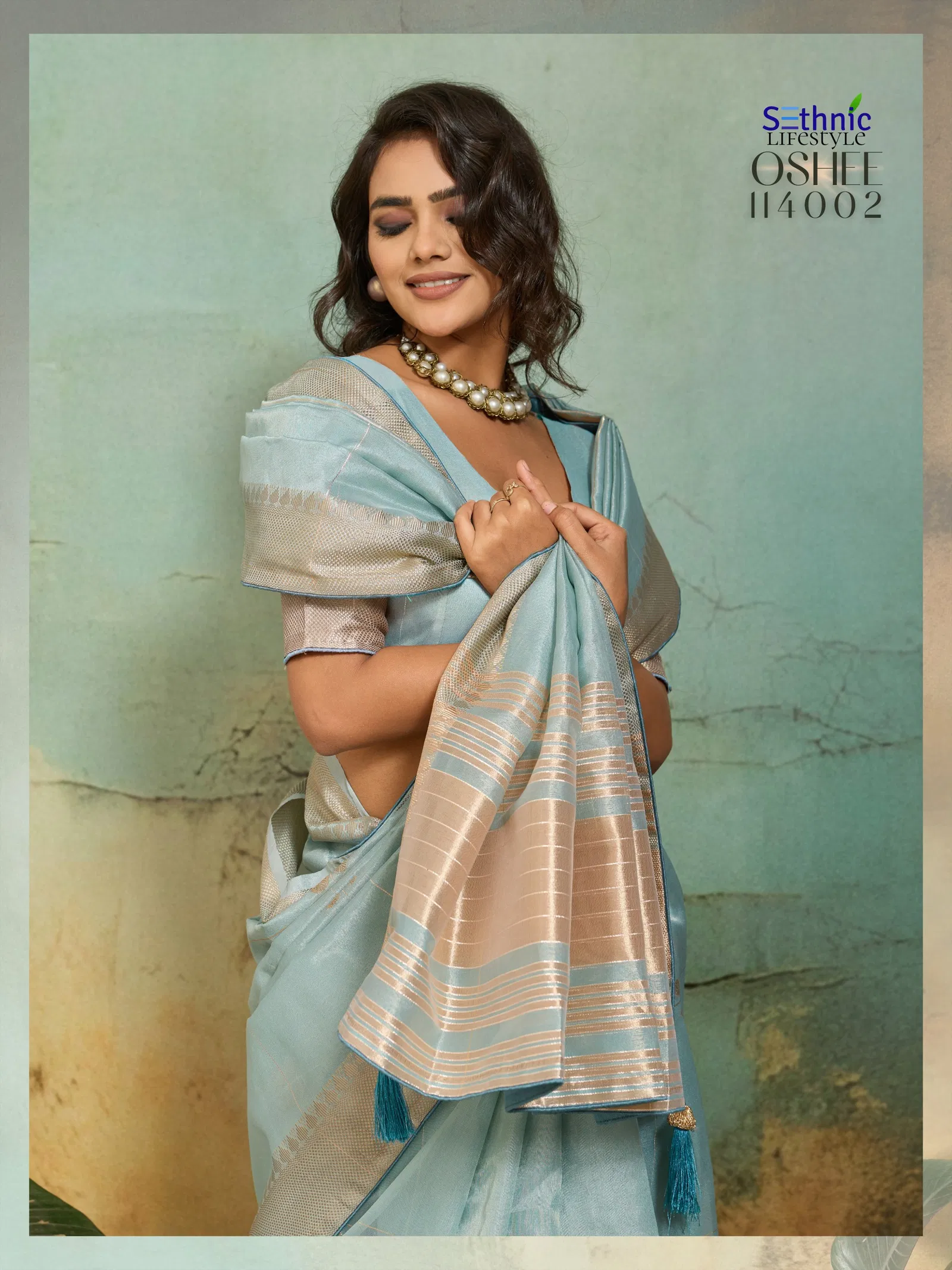 Sethnic Oshee Vibe Tissue Linen Zari Woven Festival Wear Saree Collection