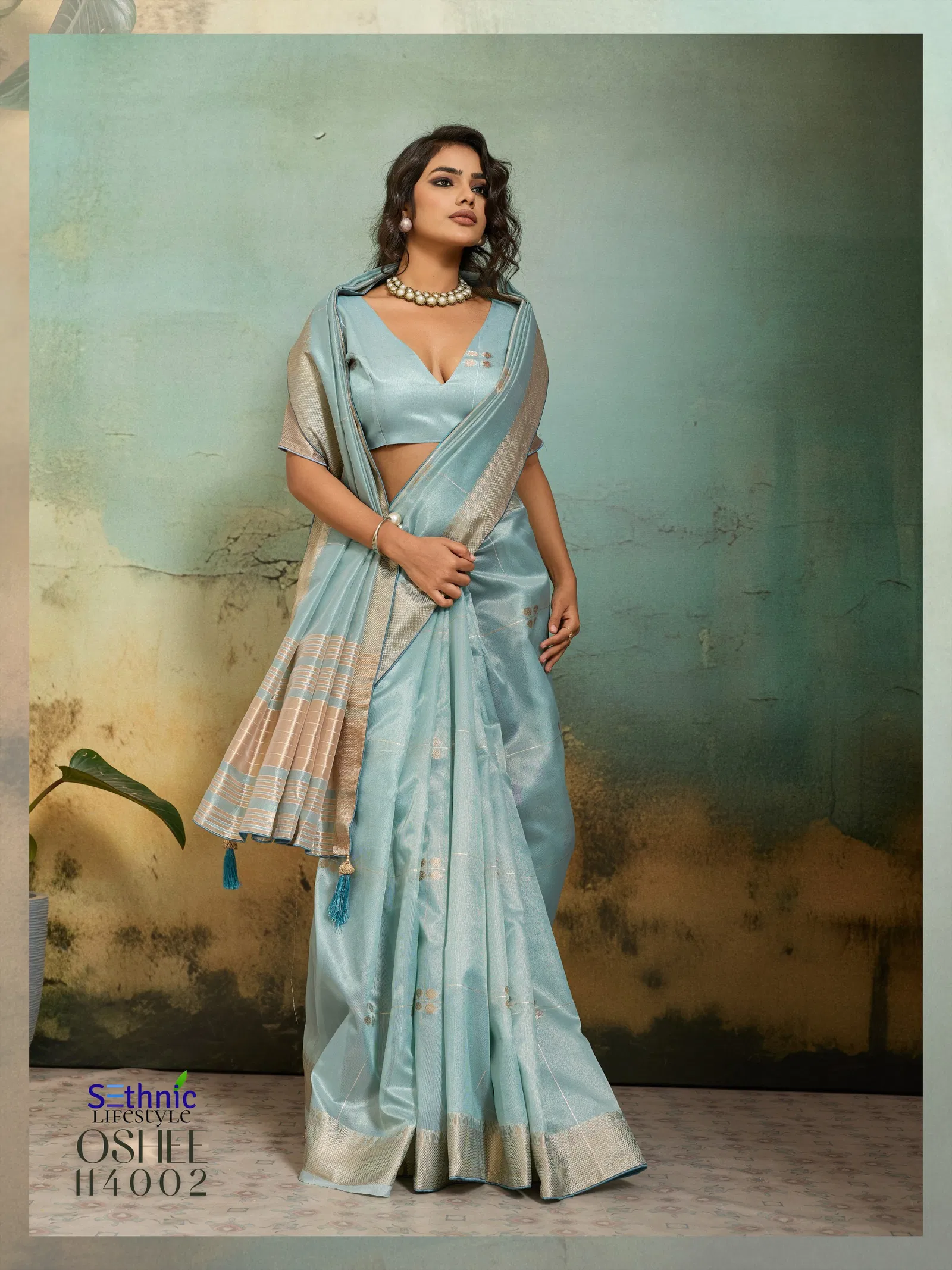 Sethnic Oshee Vibe Tissue Linen Zari Woven Festival Wear Saree Collection