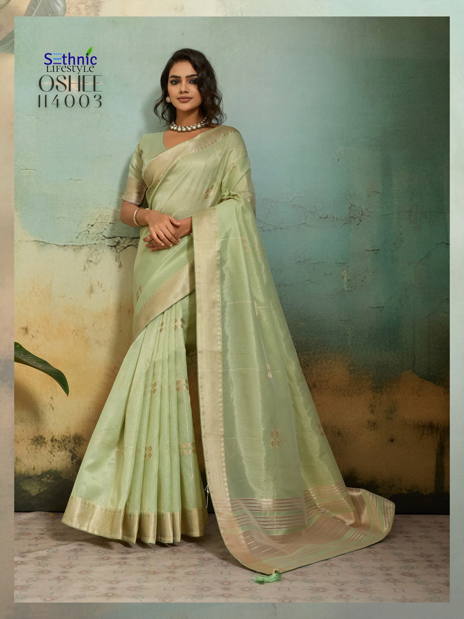 Sethnic Oshee Vibe Tissue Linen Zari Woven Festival Wear Saree Collection