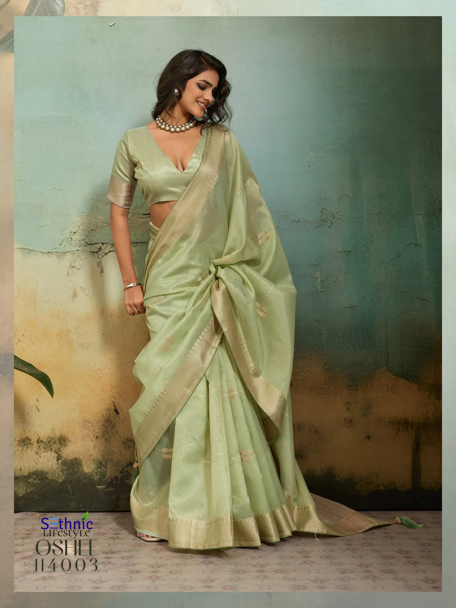 Sethnic Oshee Vibe Tissue Linen Zari Woven Festival Wear Saree Collection