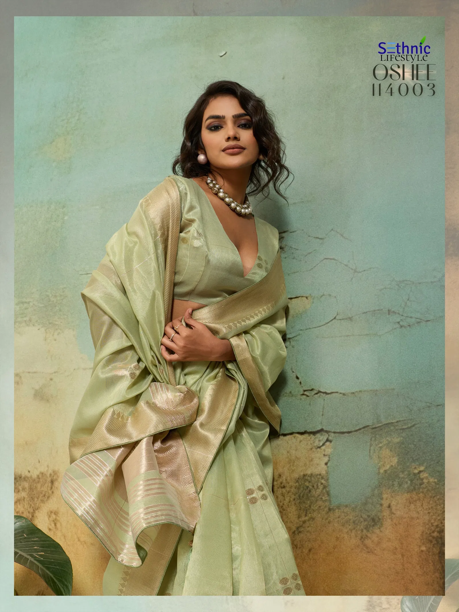 Sethnic Oshee Vibe Tissue Linen Zari Woven Festival Wear Saree Collection